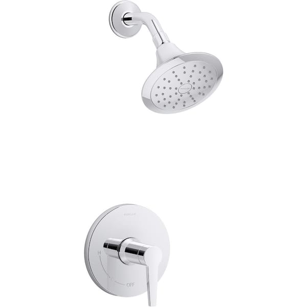KOHLER Pitch Rite-Temp 1-Handle Wall-Mount Shower Trim Kit in Polished Chrome