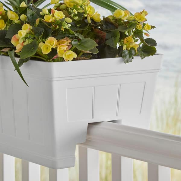 Vigoro Eden Medium White Resin Lightweight Deck Rail Planter Box (28 in. L x 12 in. W x 12 in. H)