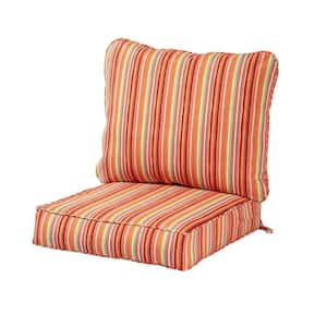 24 in. x 24 in. 2-Piece Deep Seating Outdoor Lounge Chair Cushion Set in Watermelon Stripe