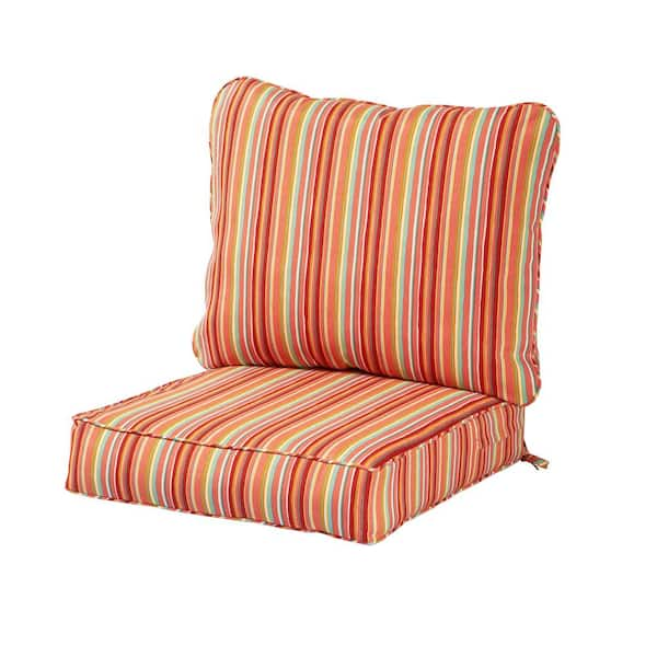 Greendale Home Fashions 15 Round Outdoor Bistro Chair Cushion (Set of 2), Sunset Stripe