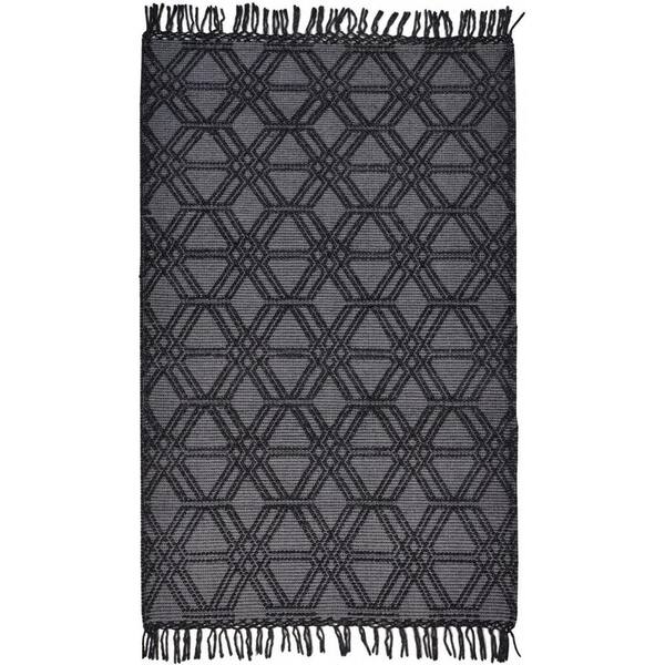 HomeRoots Black and Gray 2 ft. x 3 ft. Geometric Area Rug