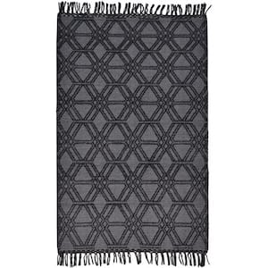 Black and Gray 2 ft. x 3 ft. Geometric Area Rug