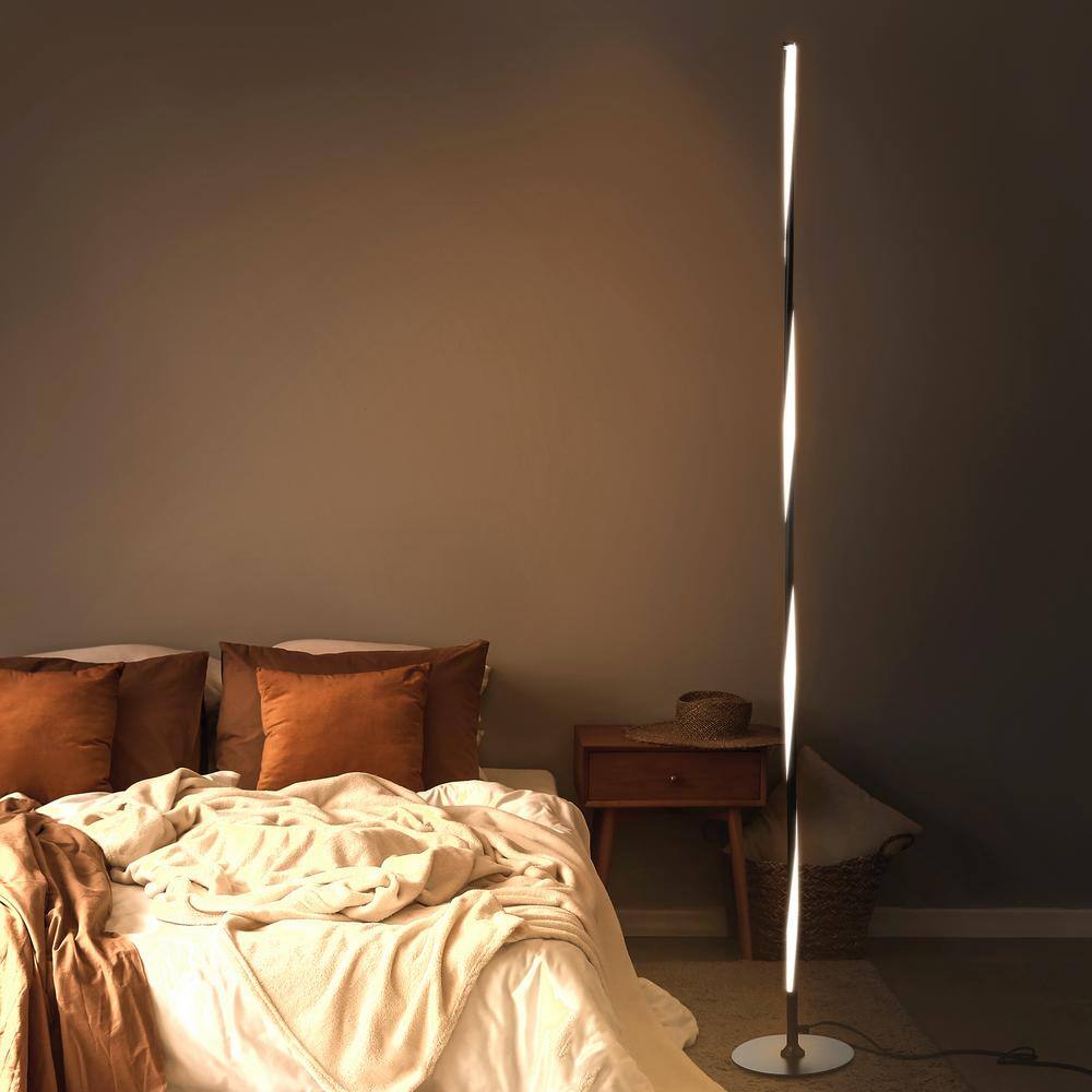 JONATHAN Y Pilar 63.75 in. Black LED Integrated Floor Lamp JYL7006C ...