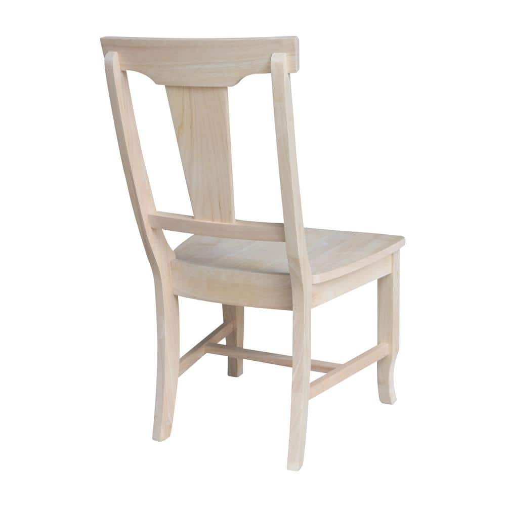 Set of 2 Unfinished Solid Wood Panel Back Dining Chairs