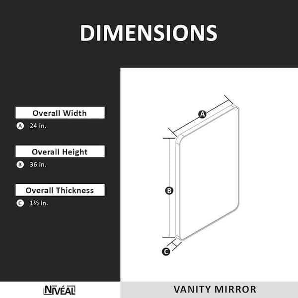 Ruhr 24 in. W x 36 in. H Rectangular Framed Wall Bathroom Vanity Mirror in Black