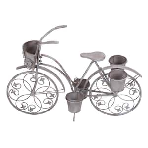 Silver Iron 5-Planter Bicycle Stand