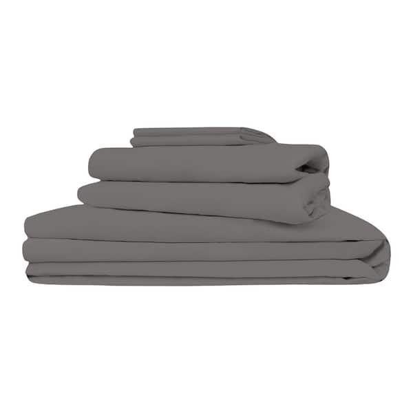 Delara 7-Piece 100% Viscose Derived from Bamboo Dark Gray Sheet Bundle Set King, Soft, Breathable and Moisture-Wicking