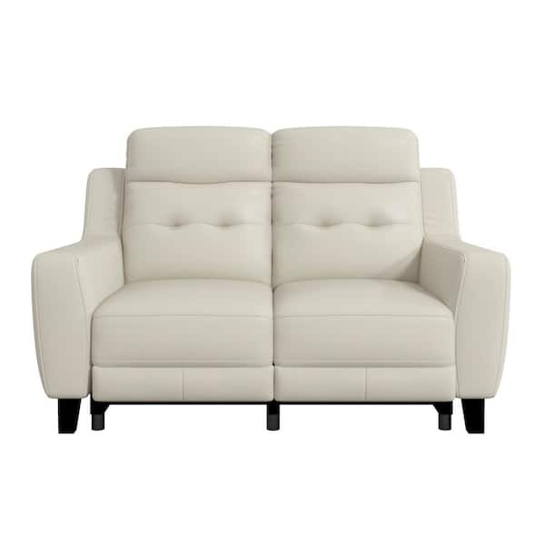 EVERGLADE HOME Alexia 59 in. Slope Arm Faux Leather Straight in White