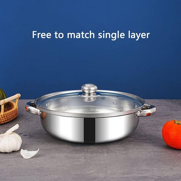 JFVKAF 3-Tier Stainless Steel Steamer Pot Set with Glass Lid and