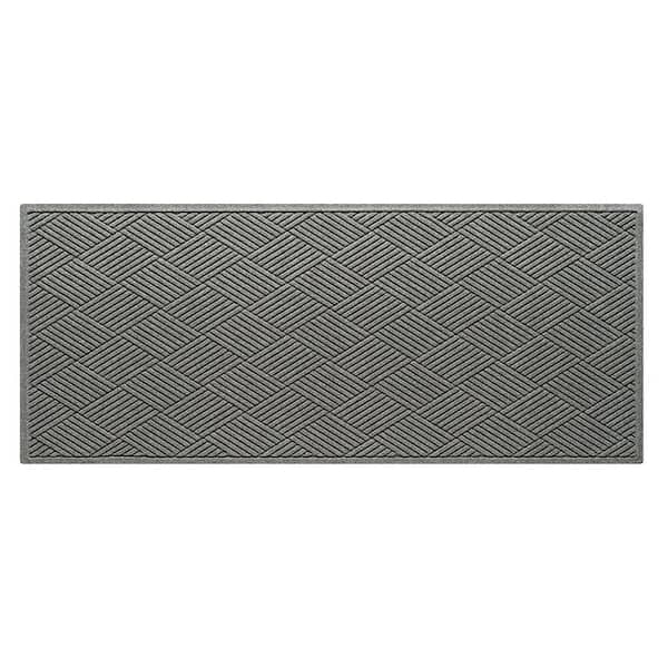 Waterhog Diamonds 35 in. x 100 in. PET Polyester Indoor Outdoor Runner Medium Gray