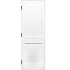 24 in. x 80 in. Shaker 2-Panel Solid Core Primed Pine Reversible Single Prehung Interior Door with Satin Nickel Hinges