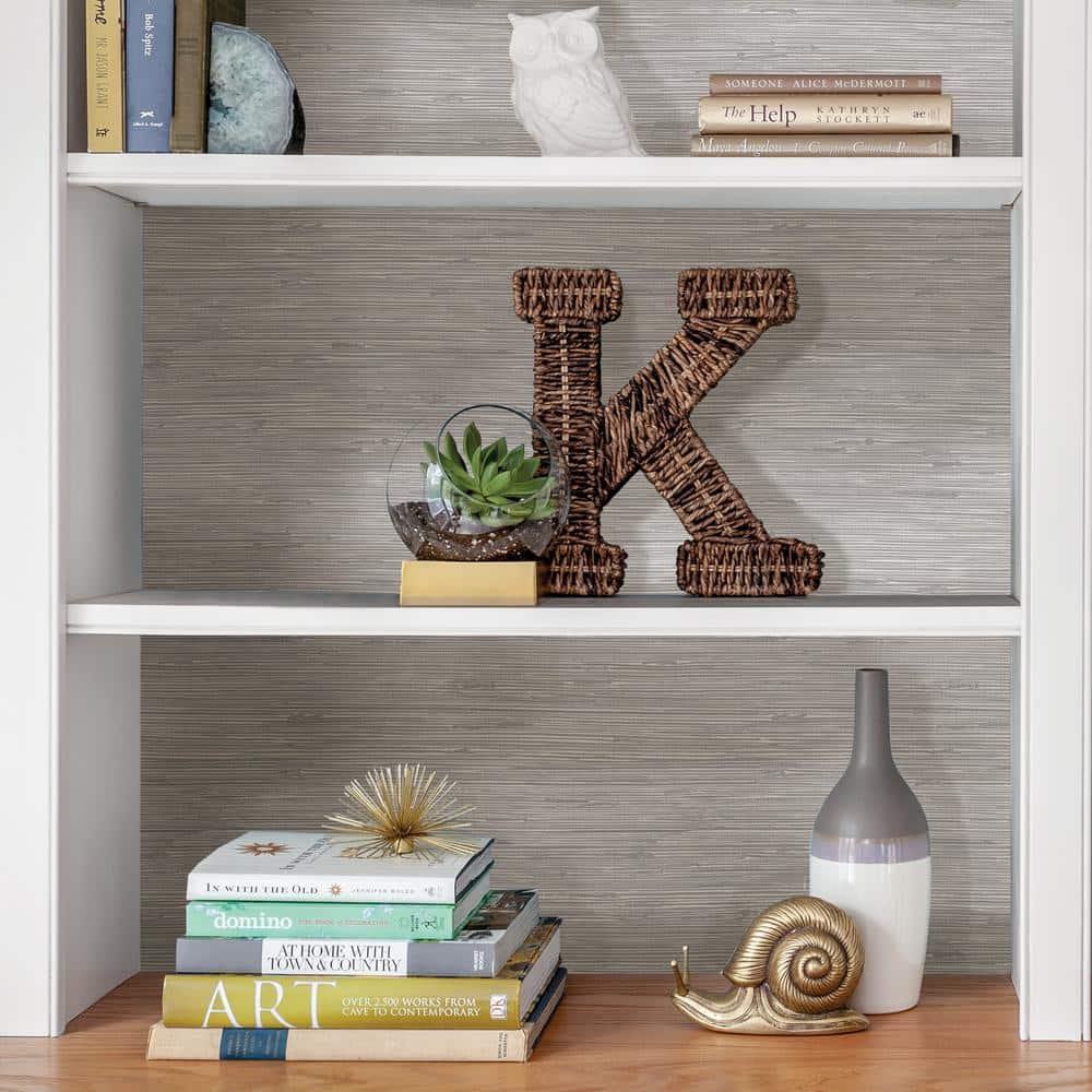 Tibetan Silver Grasscloth Peel and Stick Vinyl Wallpaper