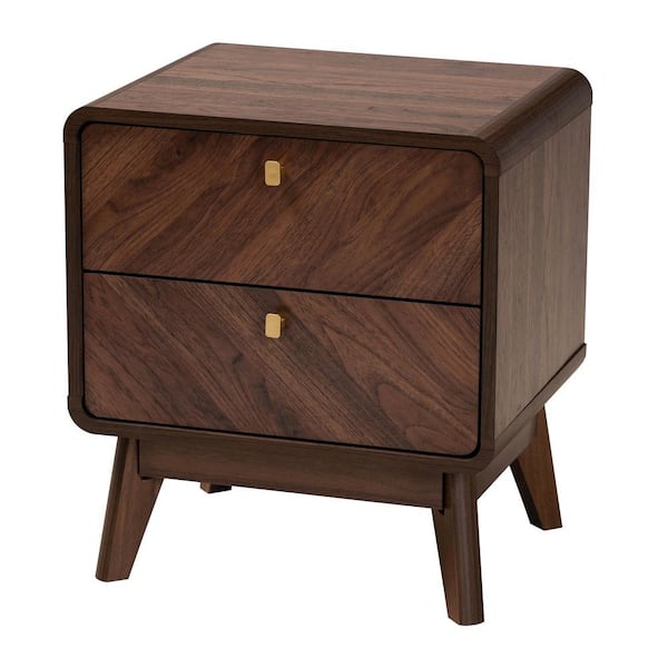 Baxton Studio Markell Walnut Brown 2-Drawer Nightstand