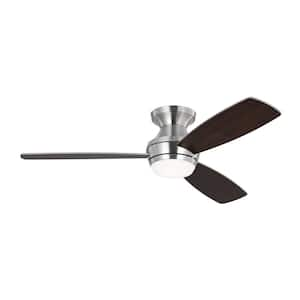 Ikon 52 in. Integrated LED Indoor Brushed Steel Ceiling Fan with Silver/American Walnut Reversible Blades and Remote