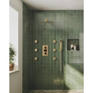 Pressure Balance Shower 3-Spray Wall Mount 12 in. Fixed and Handheld Shower Head 2.5 GPM in Brushed Gold Valve Included
