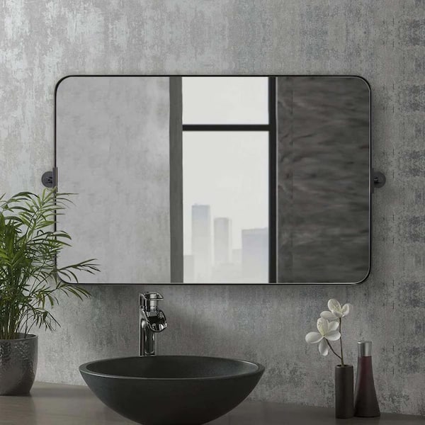 Unbranded 18.1 in. W x 27.6 in. H Rectangular Framed Simple Wall Bathroom Vanity Mirror in Brown