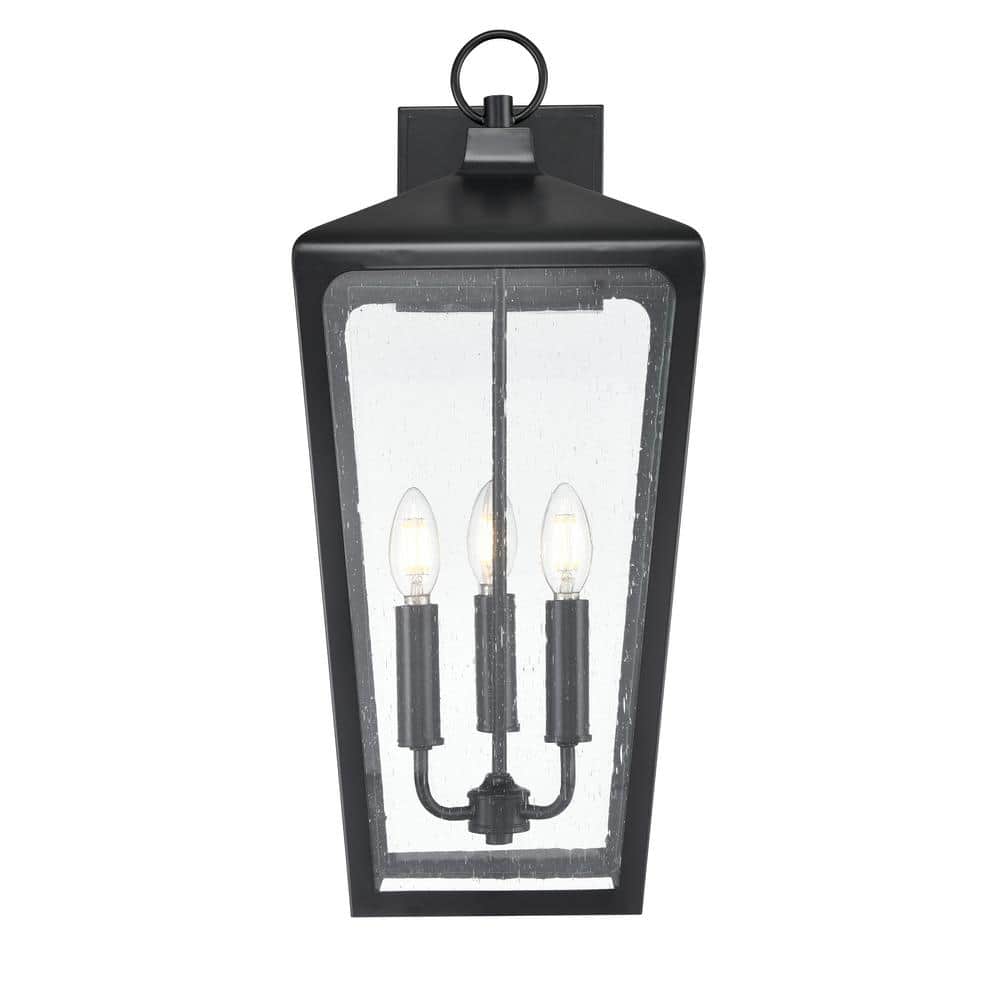 Brooks 3-Light 10.25 in. Wide Powder Coated Black Outdoor Wall Lantern with Clear Seeded Glass price history on PriceWatchPro