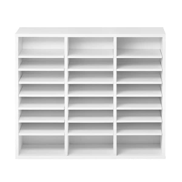 24-Compartment Literature Organizer with Adjustable Shelves, Mail Sorter for Office/Classroom Documents and Files
