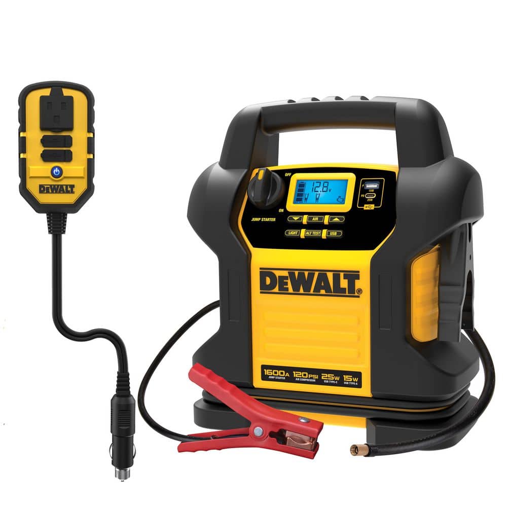 DEWALT 1600 Peak Amp Digital Jump Starter, Compressor, USB Power