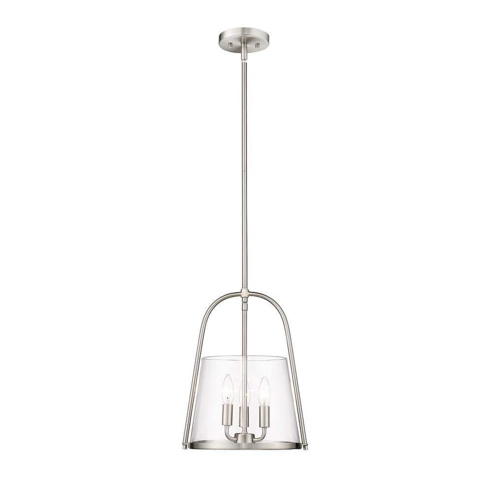 Archis 3-Light Brushed Nickel Pendant Light with Clear Glass Shade with No 