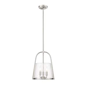 Archis 3-Light Brushed Nickel Pendant Light with Clear Glass Shade with No Bulbs included