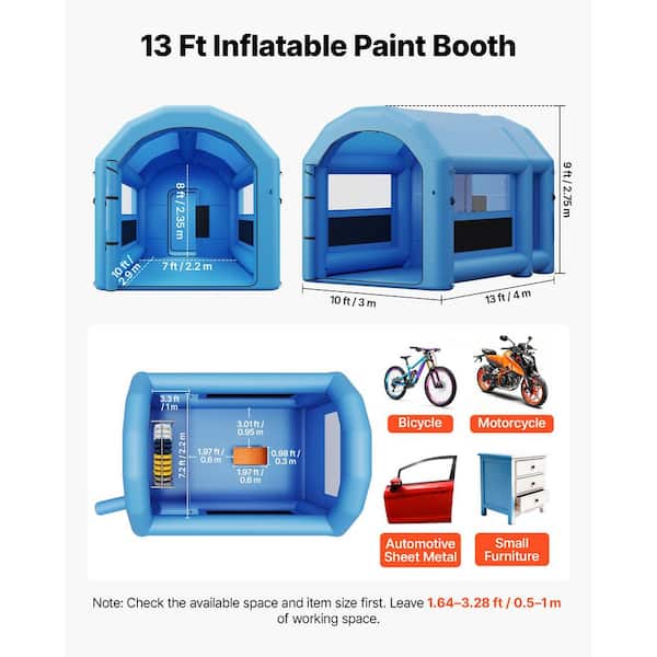 Portable Inflatable Paint Booth 13 ft. x 8 ft. x 8 ft. Motorcycle Garage Car Paint Tent with Air Filter System