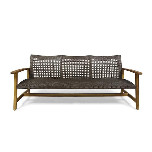 JimsMaison Wood Frame and Wicker Outdoor Couch
