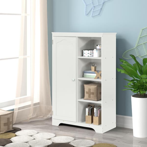 GOOD & GRACIOUS Wall Storage Cabinet with Shelves and Doors Large Storage  Space for Living Room, Kitchen, Office, Bedroom, Bathroom, White