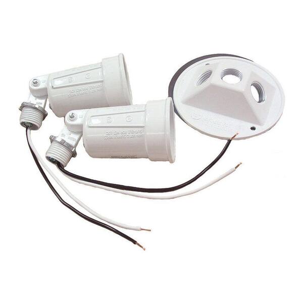 BELL N3R White 4 in. Outdoor Round Cover with 2 Lampholders