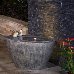 25 in. L Polyresin Spring Birds Outdoor Fountain With Pump and LED Light (KD)