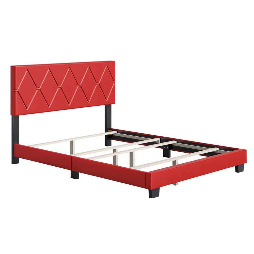 Ciara Queen Multicolor Faux Leather Tufted Upholstered Bed with Wood Frame