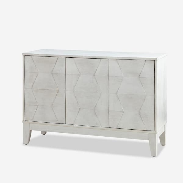 JAYDEN CREATION Germaine White Modern 45 in. Wide 3door Sideboard with Adjustable Shelf and Solid Wood Legs