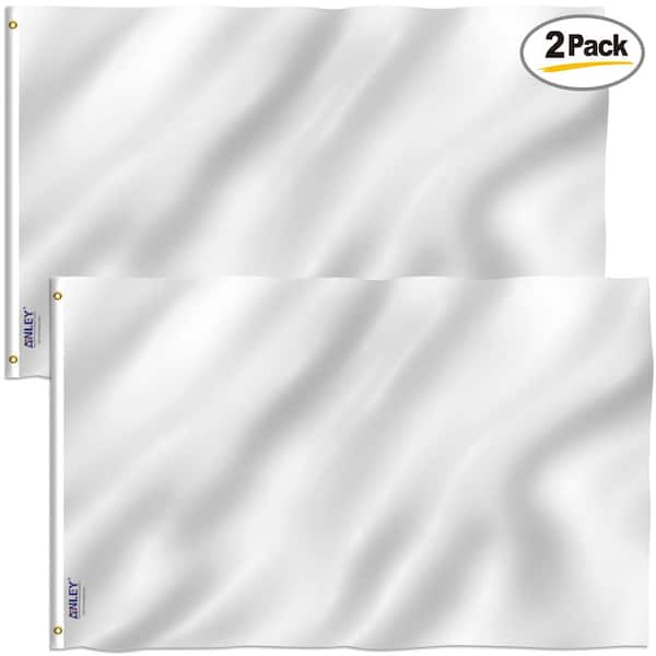 ANLEY Fly Breeze 3 ft. x 5 ft. Polyester Solid White Flag 2-Sided Flag Banner with Brass Grommets and Canvas Header (2-Pack)