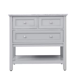 Simply Living 36 in. W x 22 in. D x 33.75 in. H Bath Vanity in Grey with Carrara White Marble Top