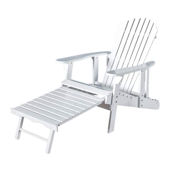Hayle White Reclining Wood Outdoor Patio Adirondack Chair