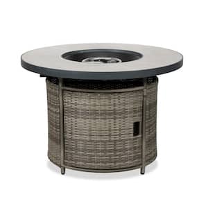Barbuda 55000 BTU 39 in. Round Steel Outdoor Fire Pit Table with Tile Top