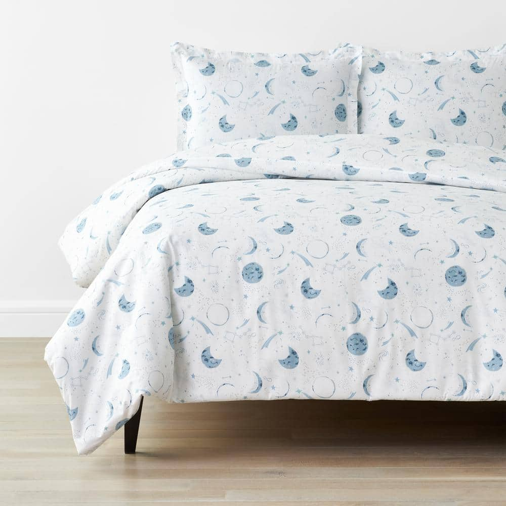 Company Kids Night Sky Blue Multi Full Organic Cotton Percale Duvet Cover Set -  Company Kids by The Company Store, 38277D-F-BLUE-M