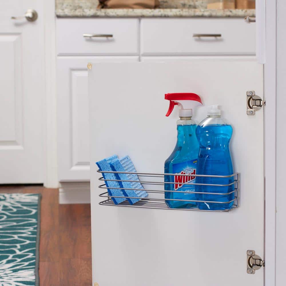 Nickel Powder Finish Over Door Metal Wire Organizer Shelf