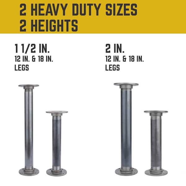 PIPE DECOR 2 in. x 1 ft. Heavy-Duty Industrial Black Steel Pipe