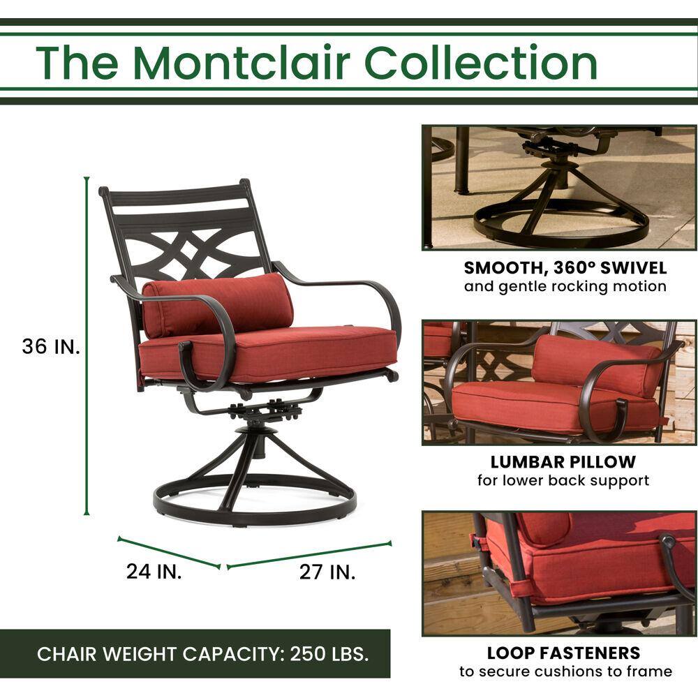 Chili Red Steel 3-Piece Bistro Dining Set with Swivel Rockers