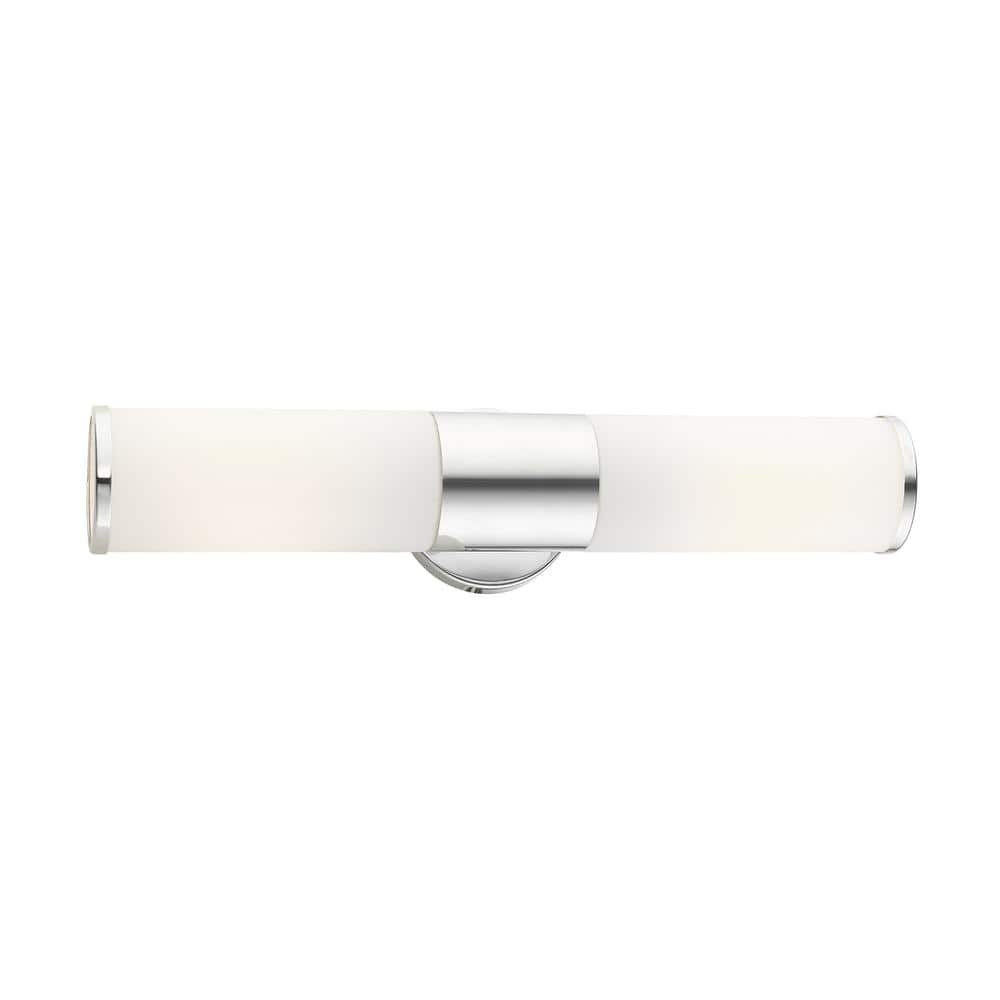 Lindale Polished Chrome 2-Light ADA Vanity Sconce with Satin Opal White Glass