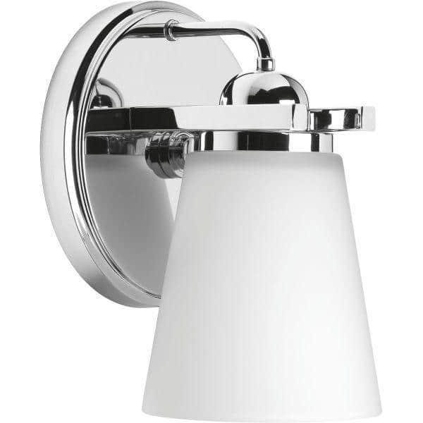Polished Chrome 1-Light Wall Sconce with Etched Glass Shade