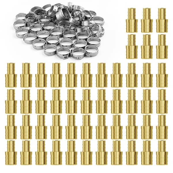 Pipe Fittings, 1/2 in.-3/4 in. 50 PCS Brass Pipe Fittings, Clamp-style 1/2 NPT Internal Thread Pipe Connector