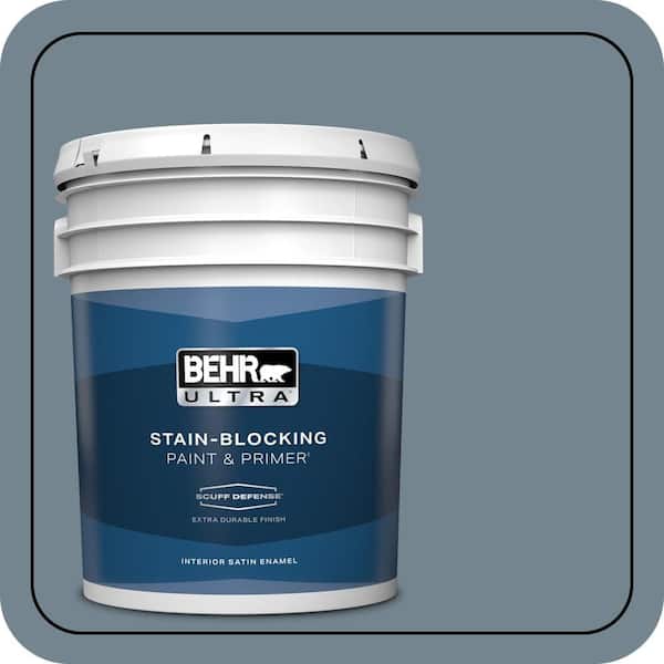 BEHR ULTRA 5 gal. #N480-5 Adirondack Blue Extra Durable Satin Enamel Interior Paint & Primer
