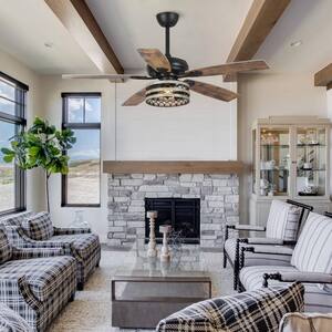 Toronto 52 in. Indoor Black Farmhouse Resverible Ceiling Fan with Remote Control and Light Kit