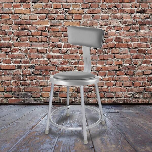 HAMPDEN FURNISHINGS Otto 18 in Grey Vinyl Padded Stool with