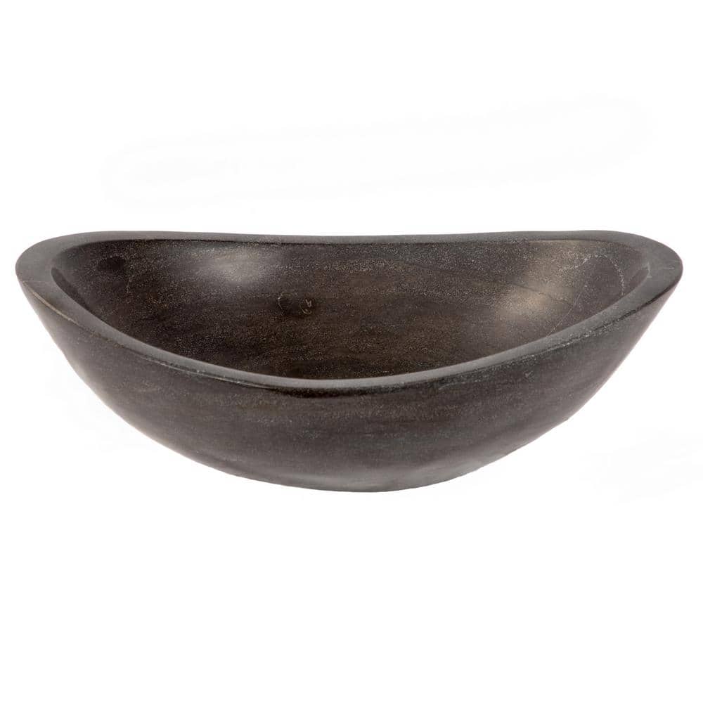 Honed Black Limestone Canoe Shaped Bathroom Sink