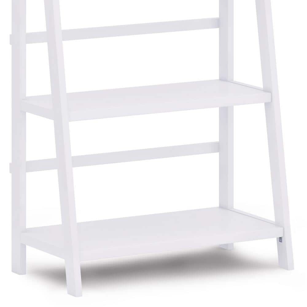 White Solid Wood 72" Ladder Bookcase