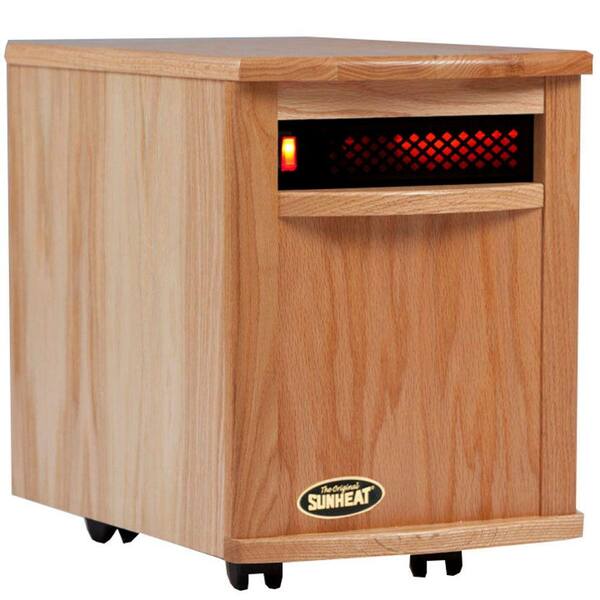 SUNHEAT 17.5 in. 1500-Watt Infrared Electric Portable Heater with Cabinetry - Natural Oak-DISCONTINUED