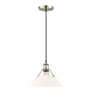 Orwell 100-Watt 1-Light Aged Brass and Opal Glass Pendant Light